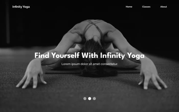 Infinity Yoga Website UI